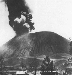 Photograph of Parcutin Volcano, Mexico, a typical cinder cone